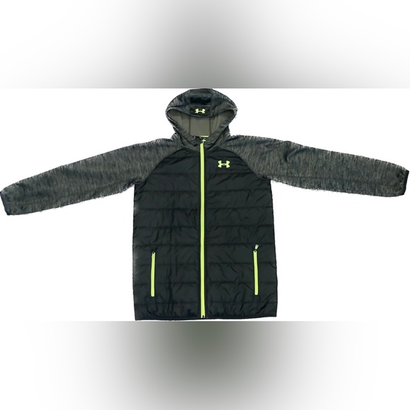 Under Armour Boys Jacket Dark Green Day Trekker Hybrid YXL - Picture 2 of 8